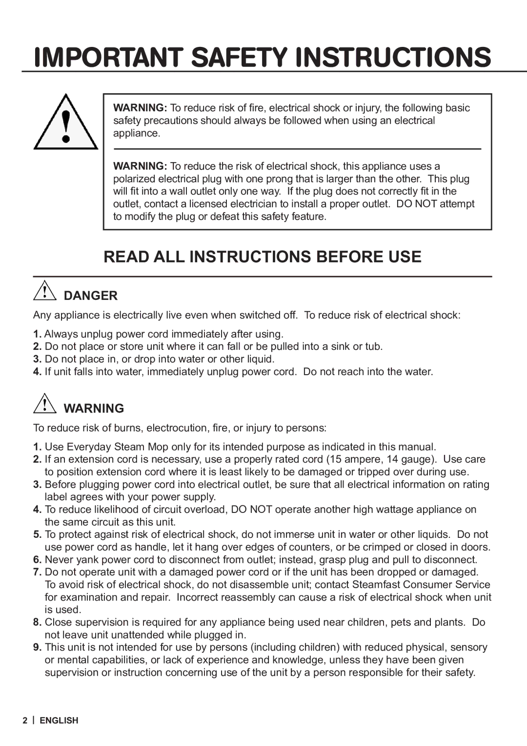 Vornado SF-140 warranty Important Safety Instructions 