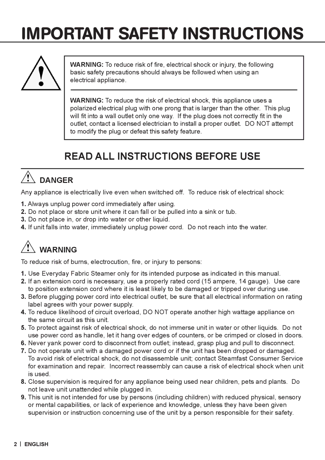 Vornado SF-510 warranty Important Safety Instructions 