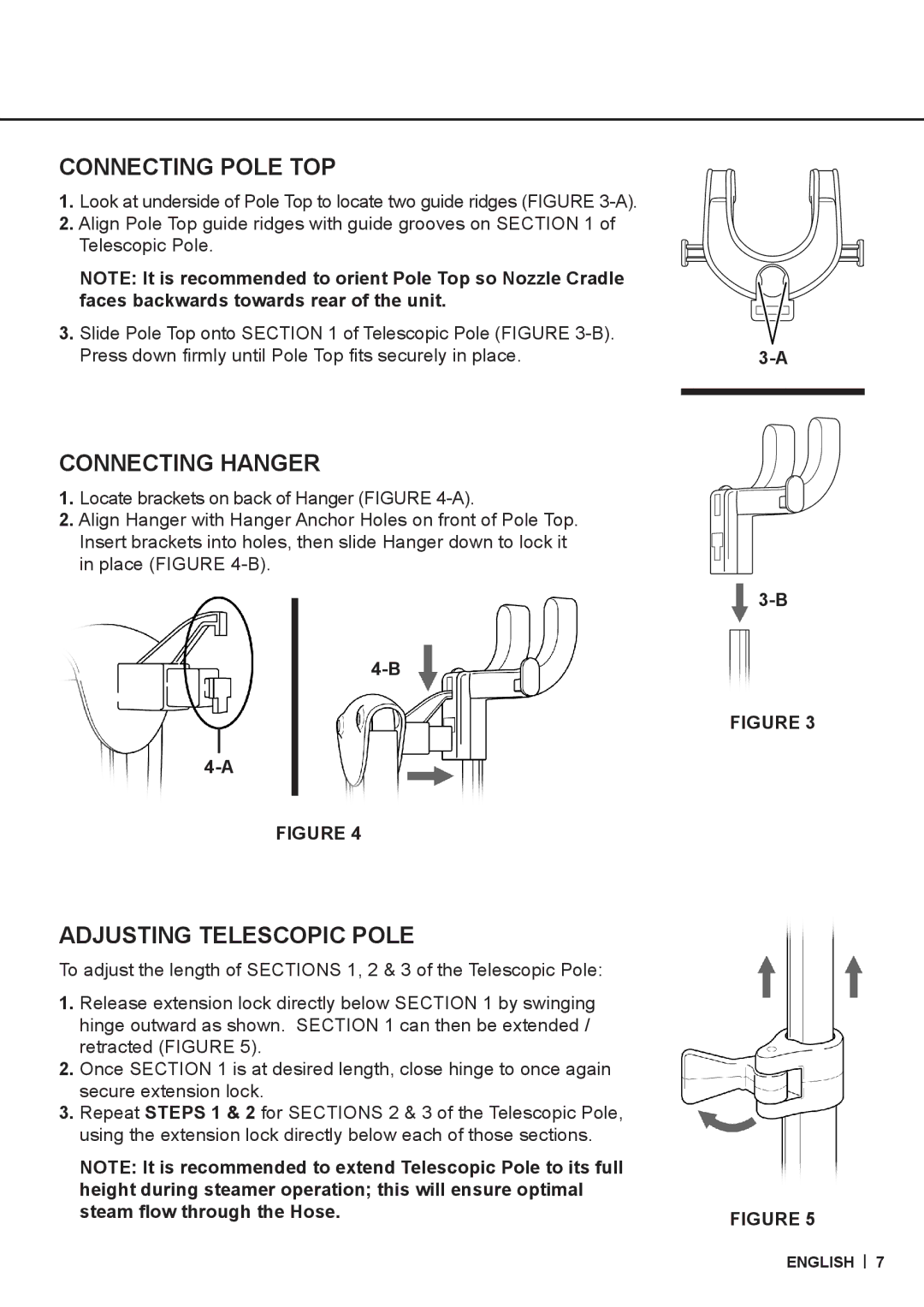 Vornado SF-510 warranty Connecting Pole TOP, Connecting Hanger, Adjusting Telescopic Pole 