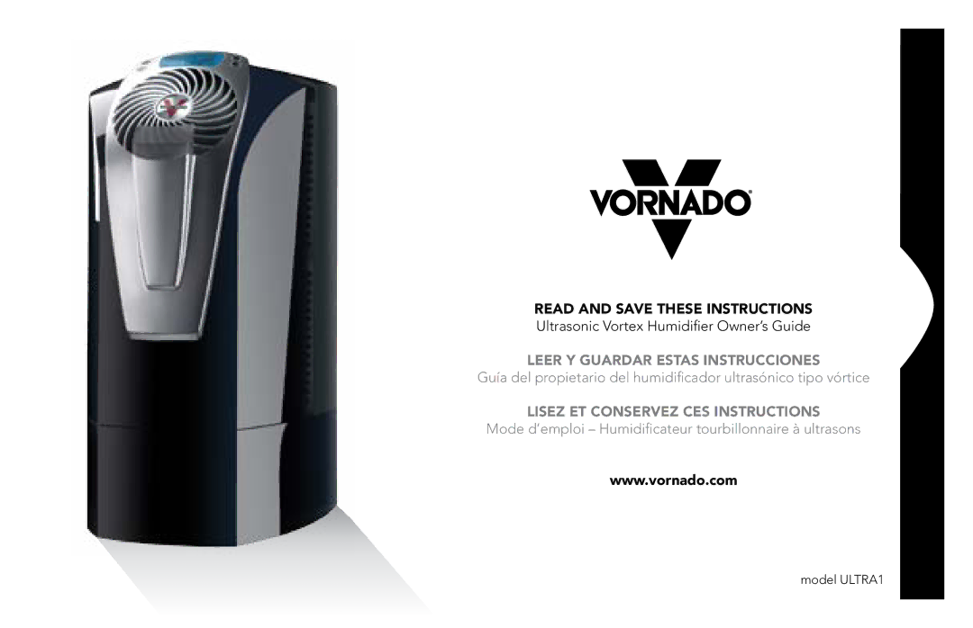 Vornado ULTRA1 manual Ultrasonic Vortex Humidifier Owner’s Guide 