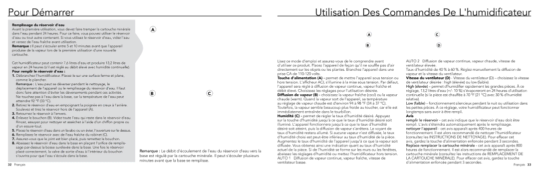 Vornado Ultrasonic Vortex Humidifier, ULTRA1 manual Pour Démarrer Utilisation Des Commandes De Lhumidificateur, Avis 