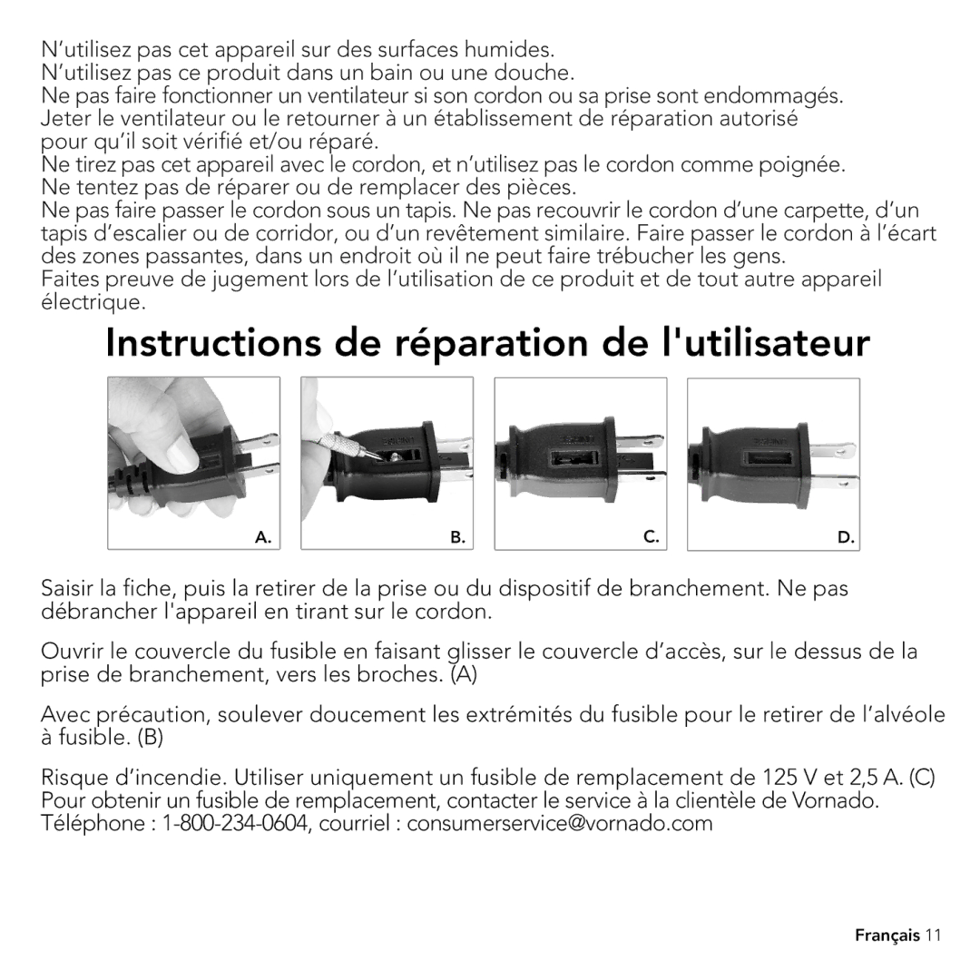 Vornado Under cabinet air curculator, V703 manual 