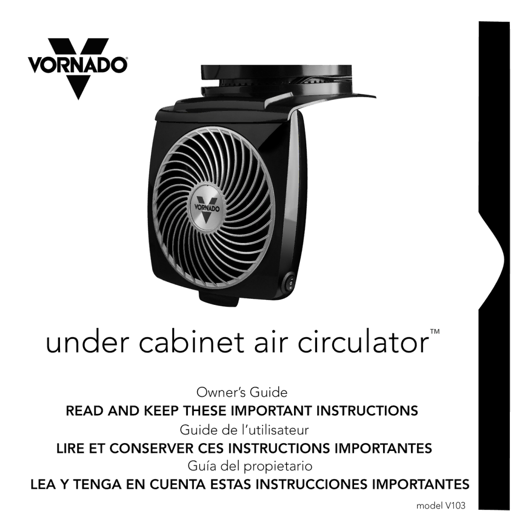 Vornado V703, Under cabinet air curculator manual 