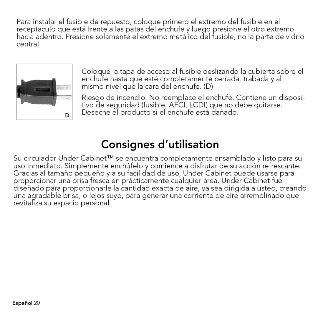 Vornado V703, Under cabinet air curculator manual 