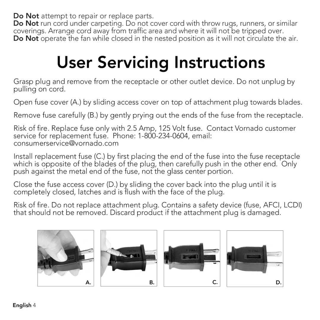 Vornado V703, Under cabinet air curculator manual 