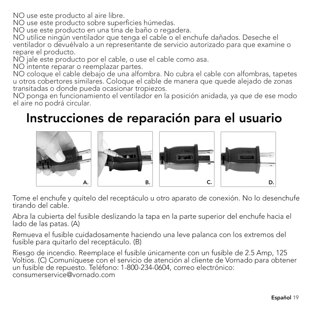 Vornado Under cabinet air curculator, V703 manual 