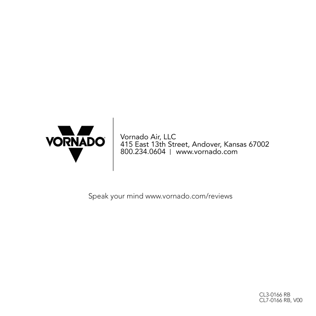 Vornado V703, Under cabinet air curculator manual 