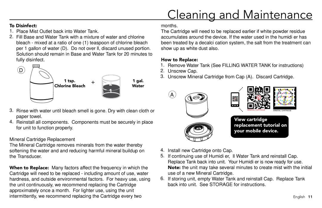 Vornado ULTRA3, VORNADO Mineral Cartridge Replacement, View cartridge replacement tutorial on your mobile device 