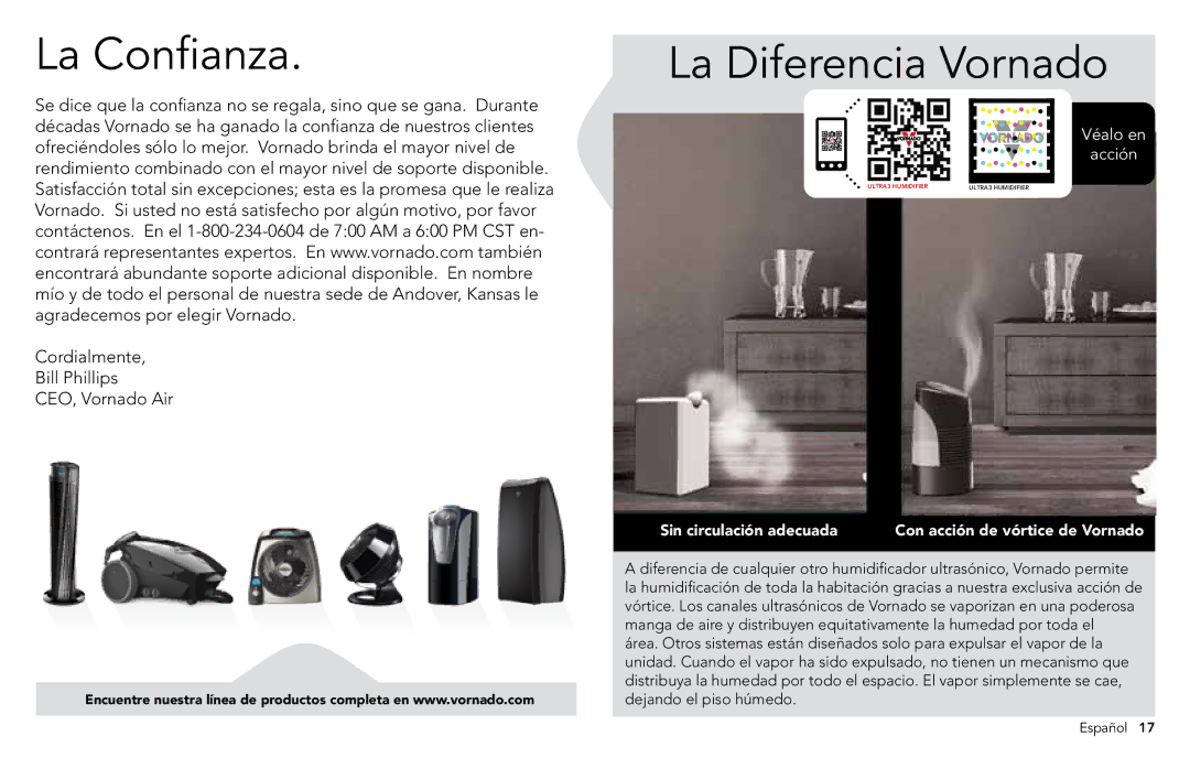 Vornado ULTRA3, VORNADO manuel dutilisation La Confianza, La Diferencia Vornado 