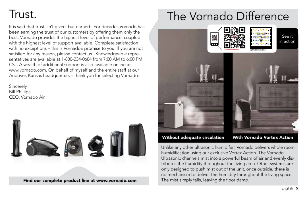 Vornado ULTRA3, VORNADO manuel dutilisation Trust, Vornado Difference 