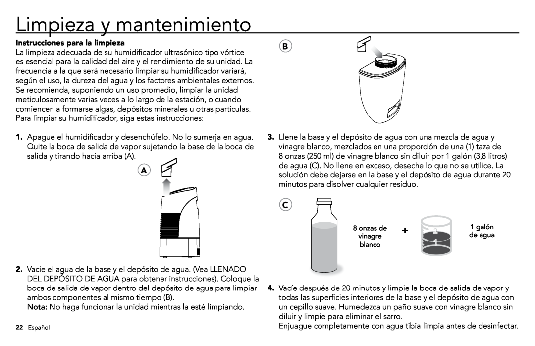 Vornado VORNADO, ULTRA3 manuel dutilisation Limpieza y mantenimiento, Instrucciones para la limpieza 