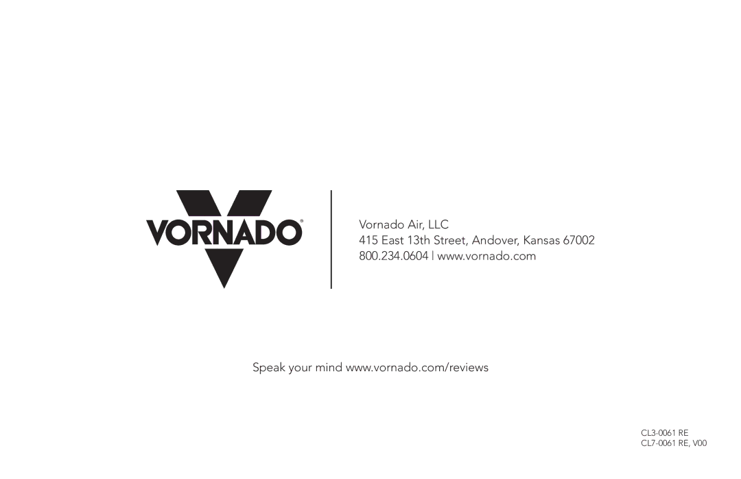 Vornado VH2, VORNADO, VH102 manual Vornado Air, LLC 