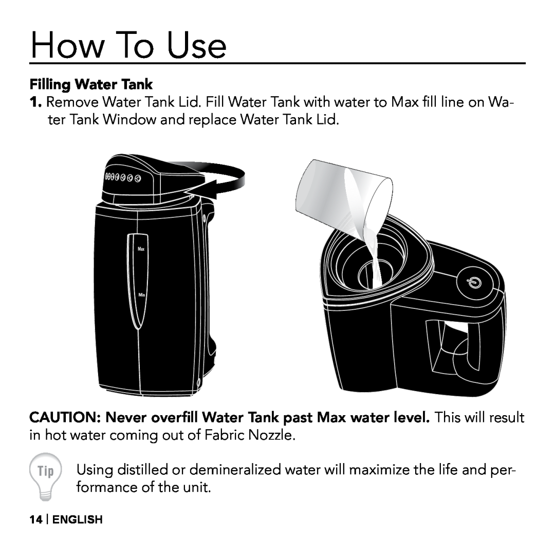 Vornado VS-410, Essential Fabric Steamer manual How To Use, Filling Water Tank 