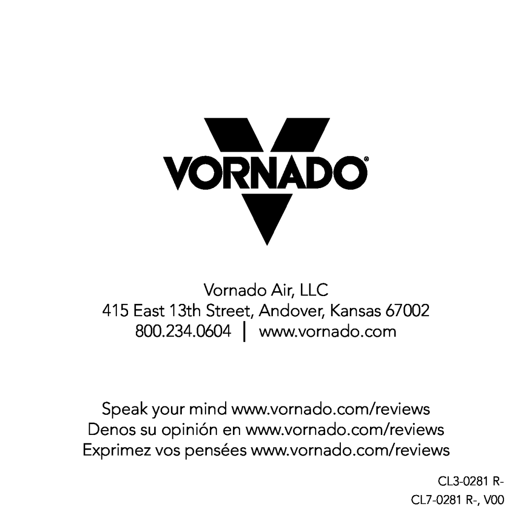 Vornado Essential Fabric Steamer, VS-410 Vornado Air, LLC 415 East 13th Street, Andover, Kansas, CL3-0281 R CL7-0281 R 