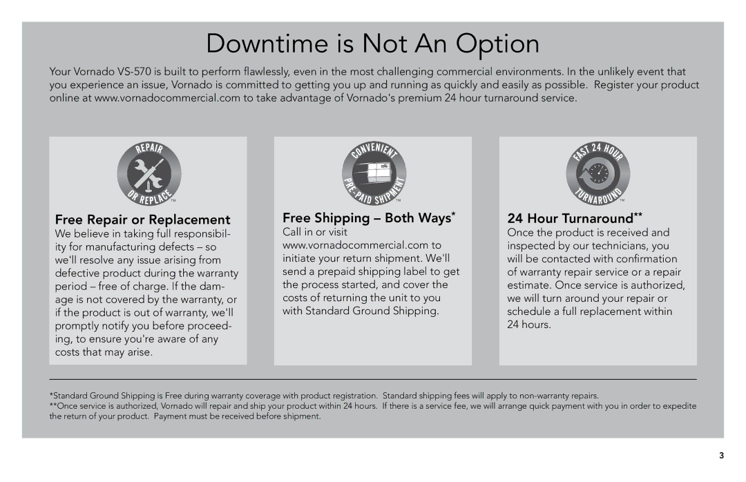 Vornado commercial fabric steamer, vs-570 manual Downtime is Not An Option 