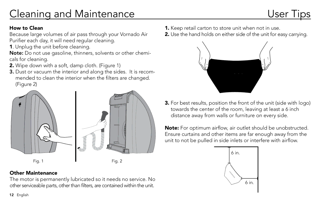 Vornado whole room air purifier, AC300 manuel dutilisation Cleaning and Maintenance, How to Clean, Other Maintenance 