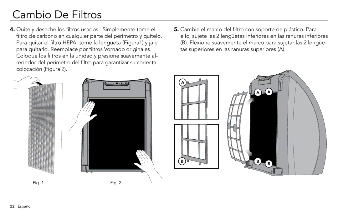 Vornado whole room air purifier, AC300 manuel dutilisation Cambio De Filtros 