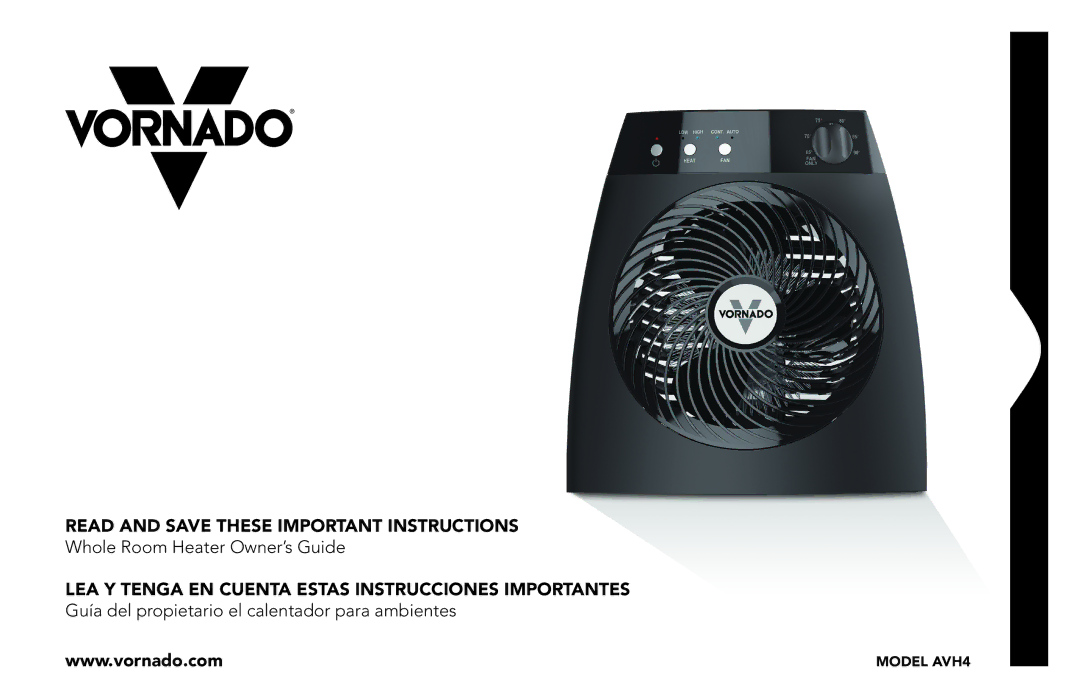 Vornado Whole Room Heater manual Model AVH4 