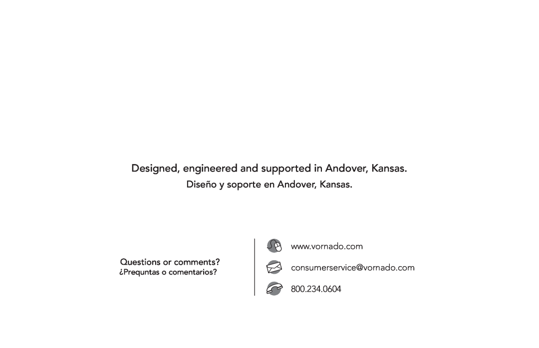 Vornado Whole Room Heater, AVH4 manual Questions or comments?, 800.234.0604, Diseño y soporte en Andover, Kansas 