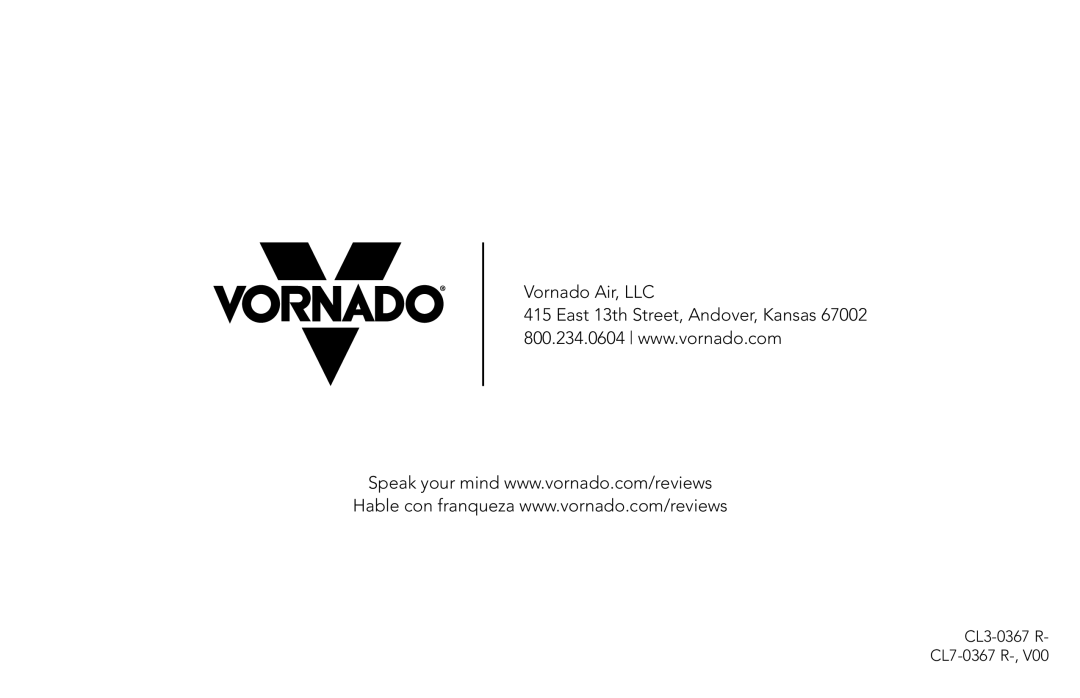 Vornado Whole Room Heater manual Vornado Air, LLC 