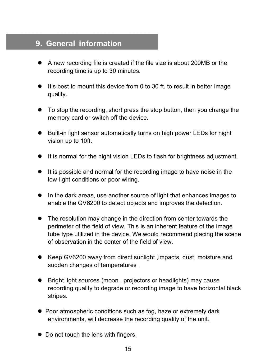 Vosonic GV6200 manual General information 