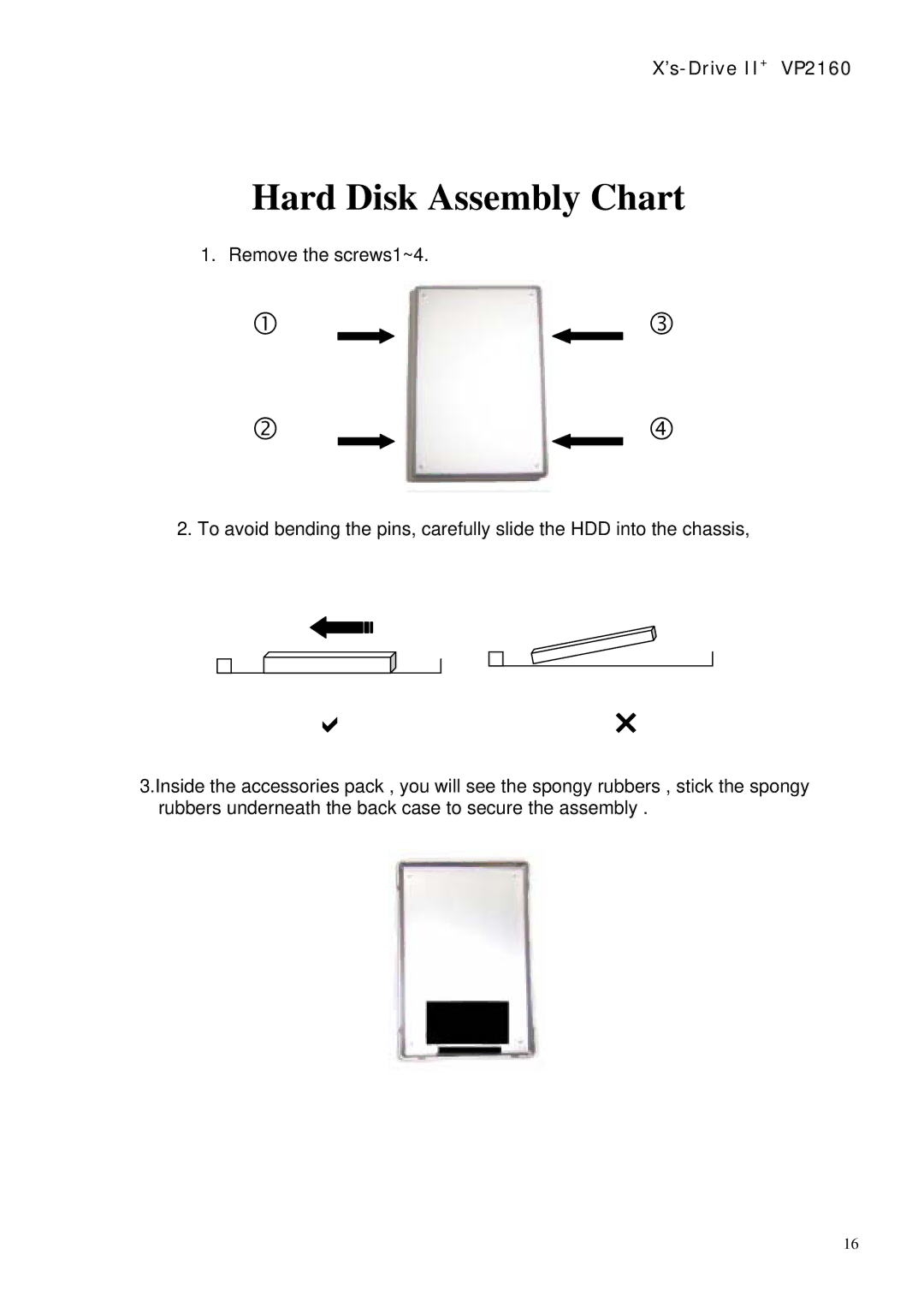 Vosonic VP2160 manual Hard Disk Assembly Chart 