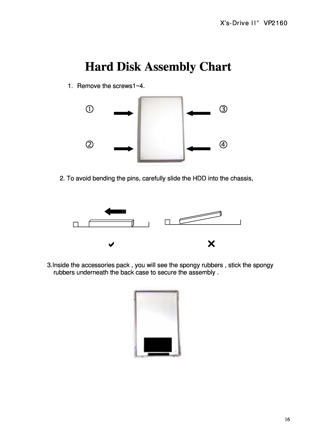 Vosonic manual Hard Disk Assembly Chart, ce df, X’s-Drive II+ VP2160 