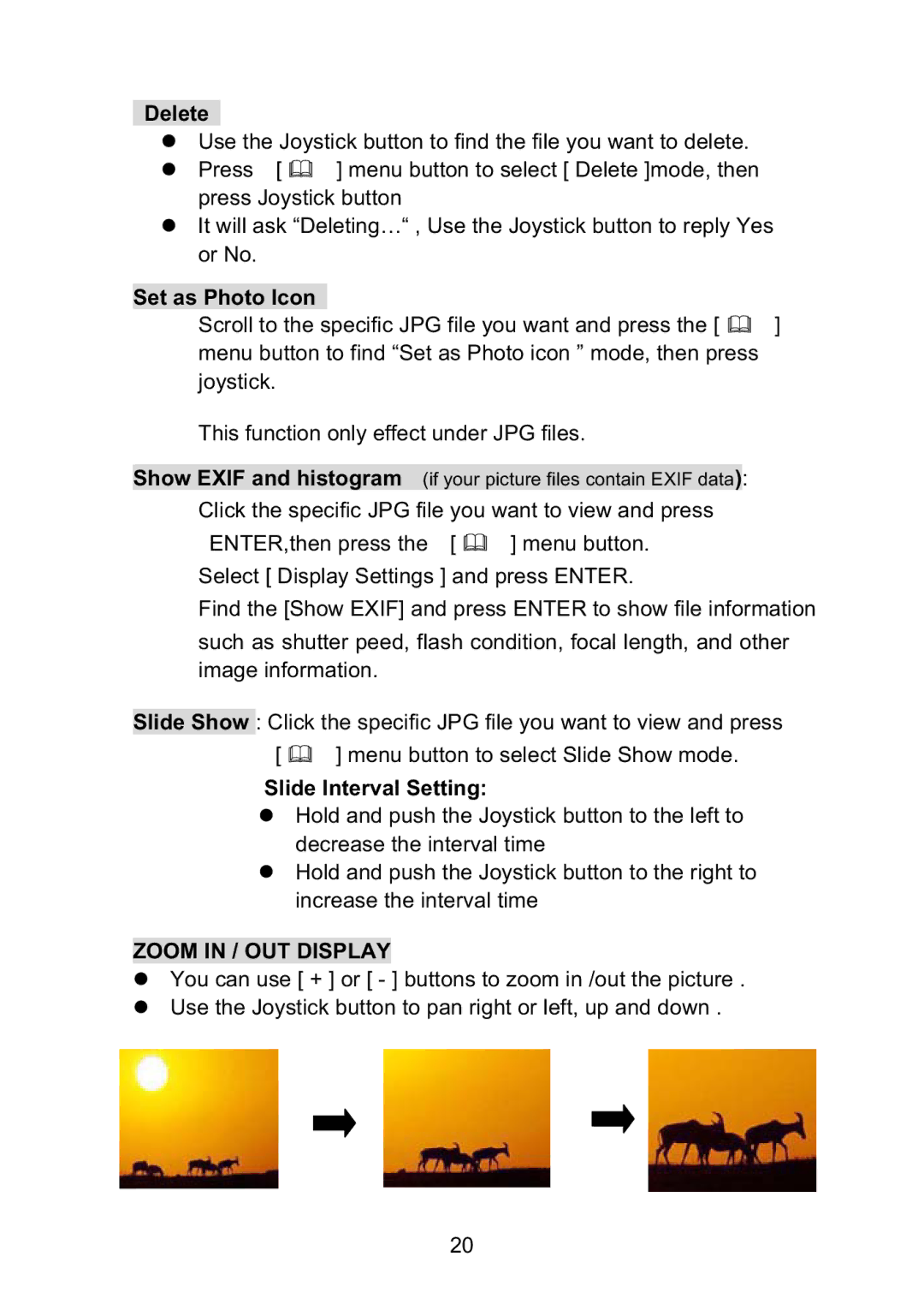 Vosonic VP5500 manual Delete, Slide Interval Setting 