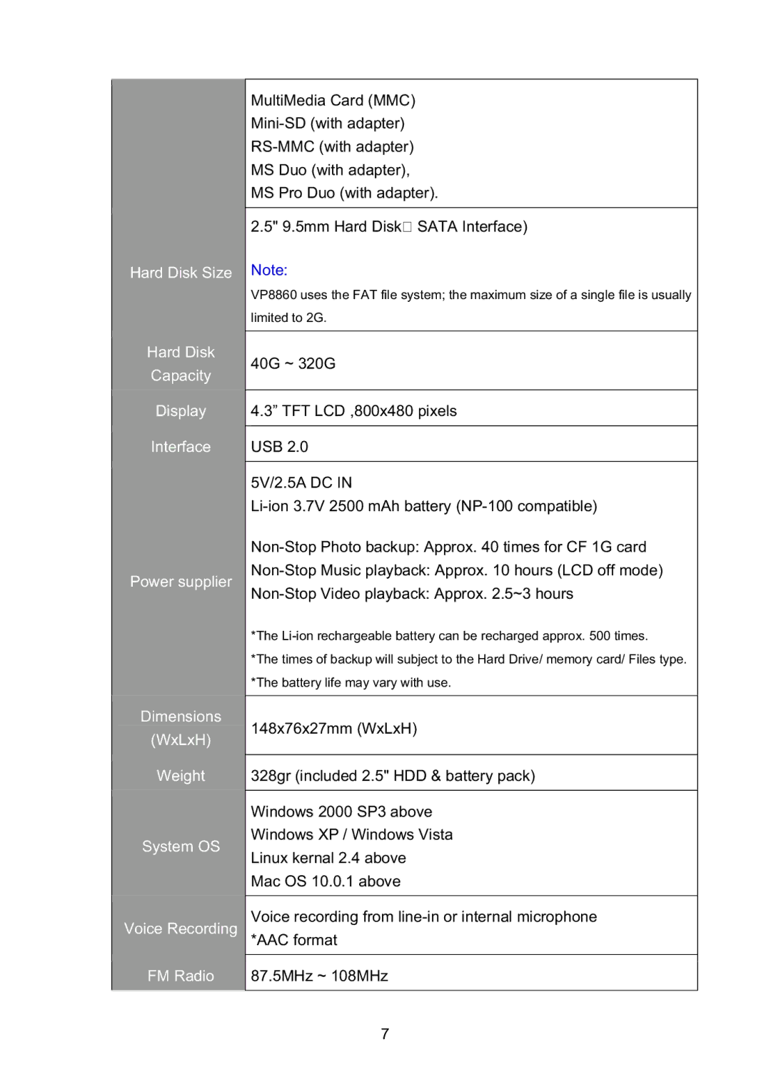 Vosonic VP8860 manual 