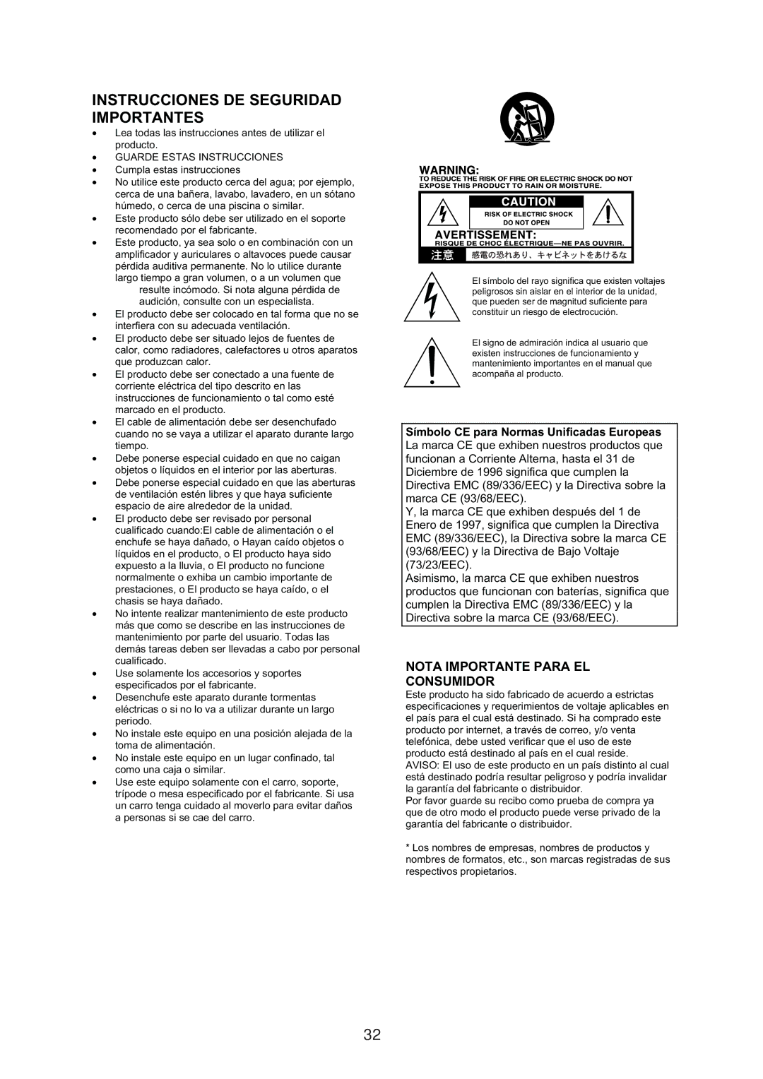 Vox AC30CC2X, AC30CC1, AC30CCH owner manual Instrucciones DE Seguridad Importantes 