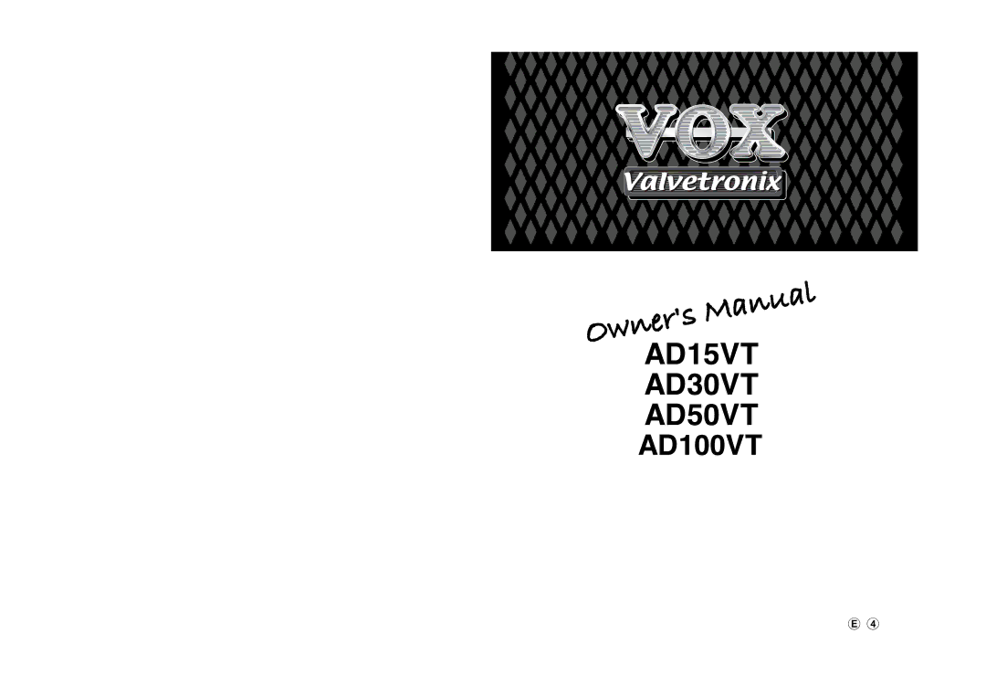 Vox AD50VT, AD30VT, AD10VT, AD15VT manual 