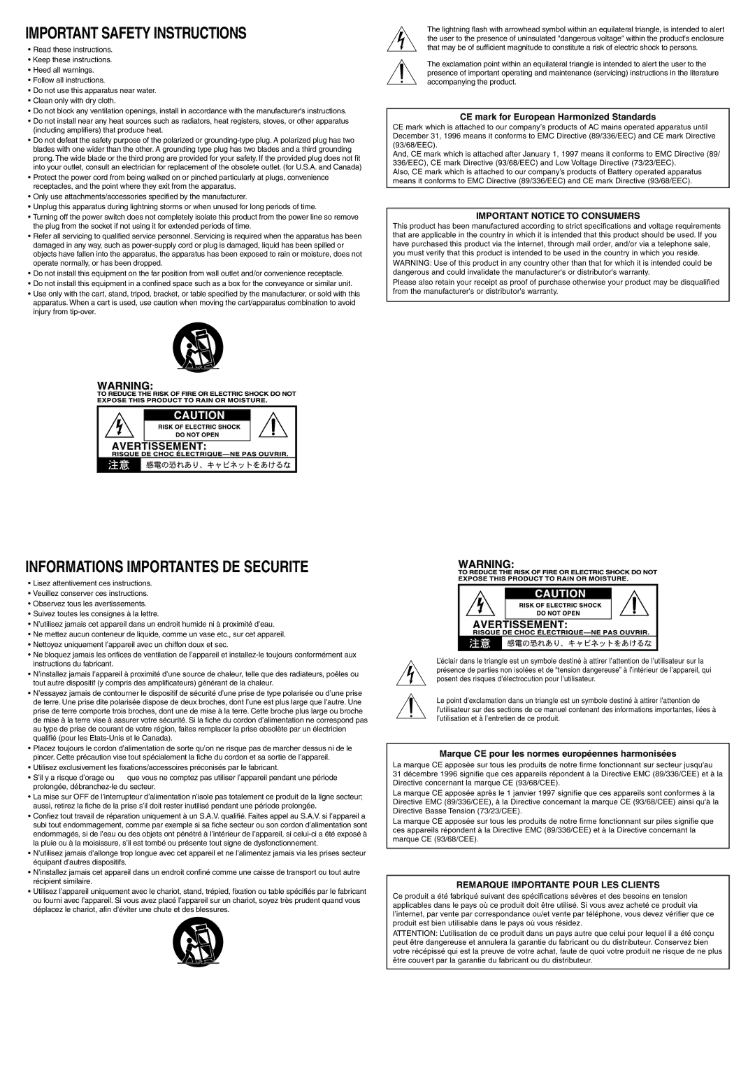 Vox T-15 specifications CE mark for European Harmonized Standards, Marque CE pour les normes européennes harmonisées 