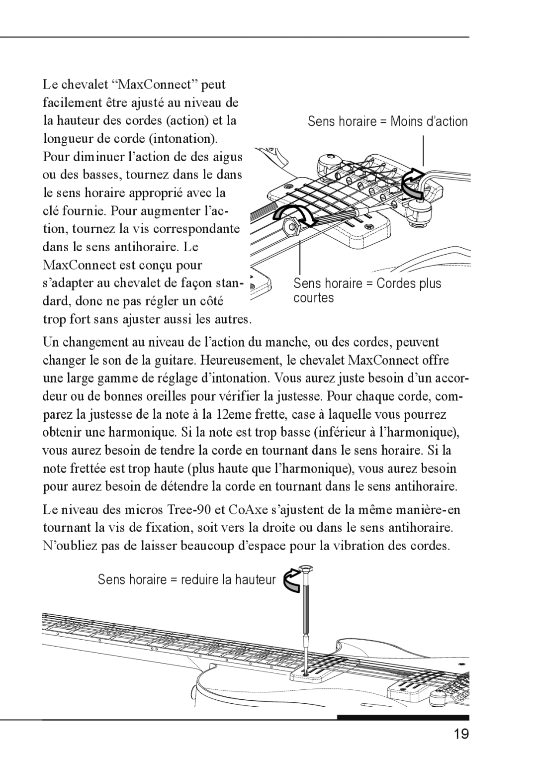 Vox VGSC, SSC-55, SSC-33, HDC-77, VGDC, SDC-55, SDC-33 owner manual Sens horaire = reduire la hauteur 