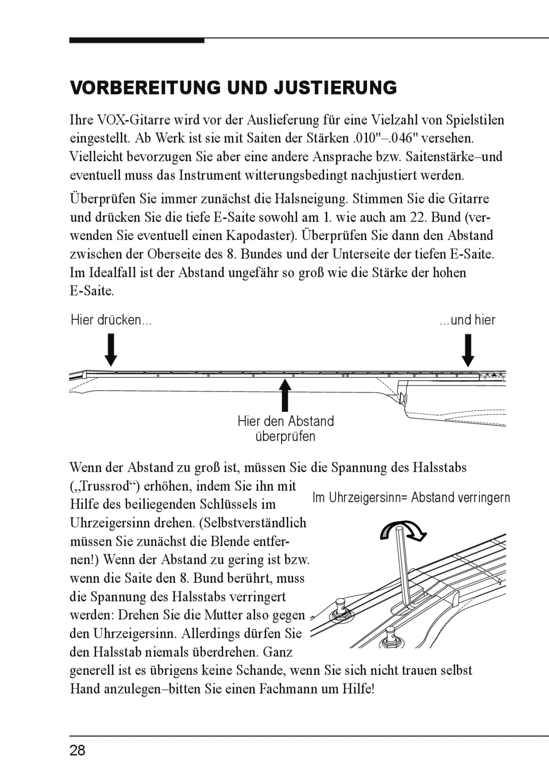 Vox SSC-33, VGSC, SSC-55, HDC-77, VGDC, SDC-55, SDC-33 owner manual Vorbereitung UND Justierung, Hier den Abstand Überprüfen 