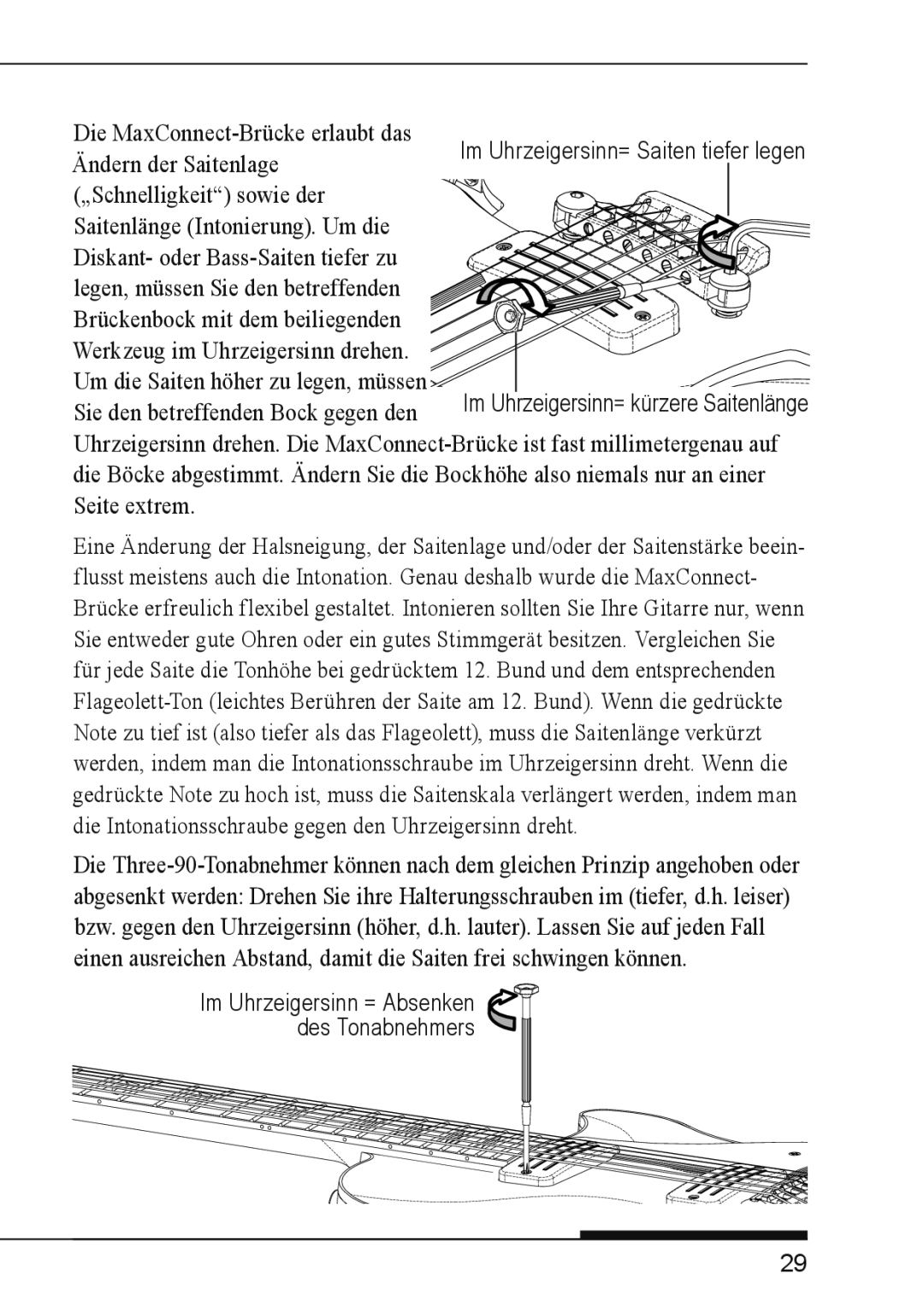 Vox HDC-77, VGSC, SSC-55, SSC-33, VGDC, SDC-55, SDC-33 owner manual Im Uhrzeigersinn = Absenken des Tonabnehmers 