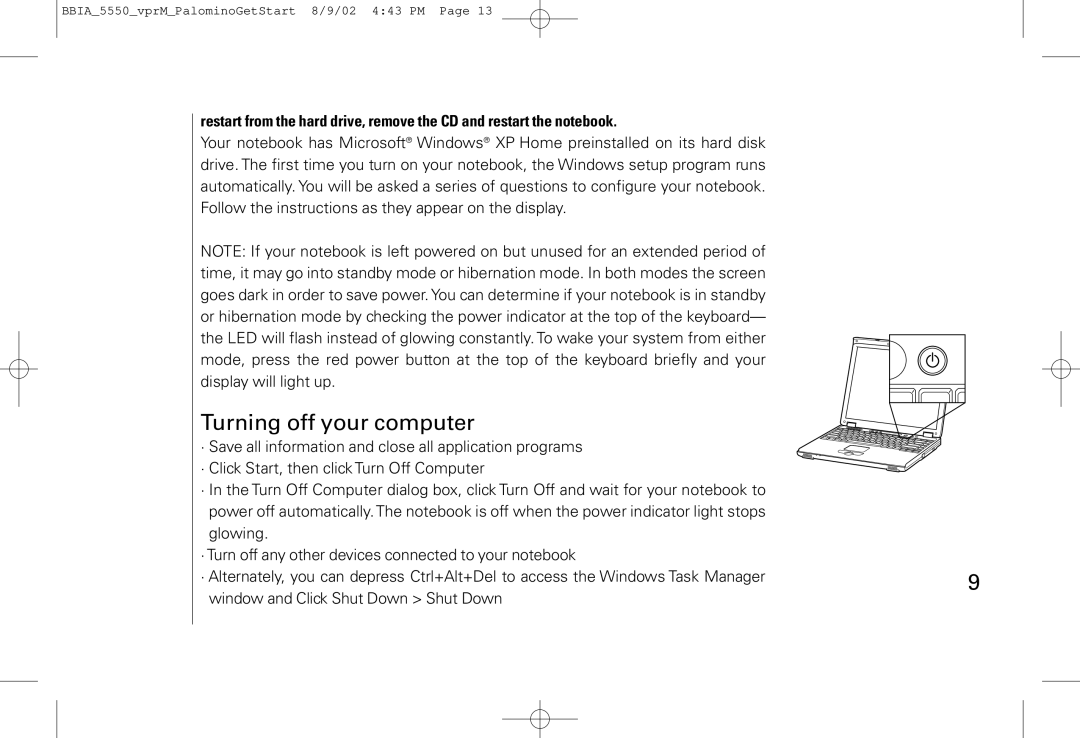 vpr Matrix VPRN-GS200 manual Turning off your computer 