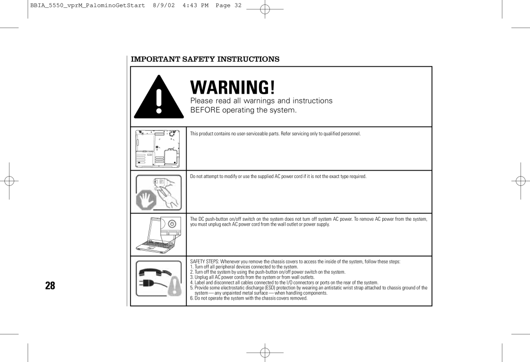 vpr Matrix VPRN-GS200 manual Do not operate the system with the chassis covers removed 