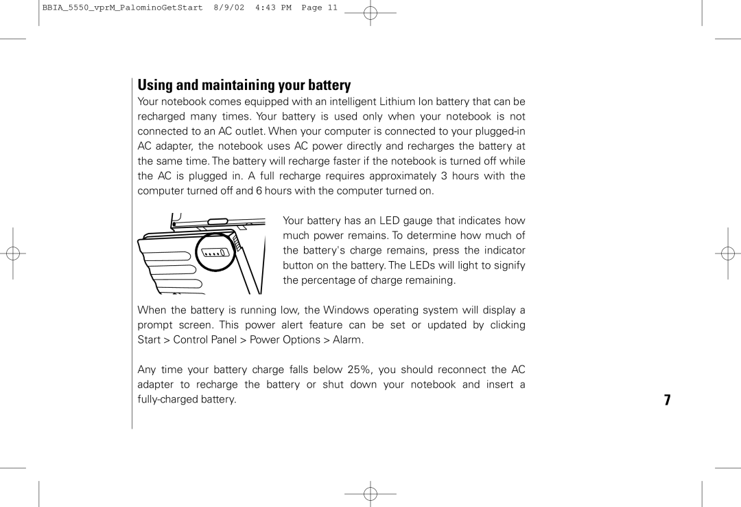 vpr Matrix VPRN-GS200 manual Using and maintaining your battery 