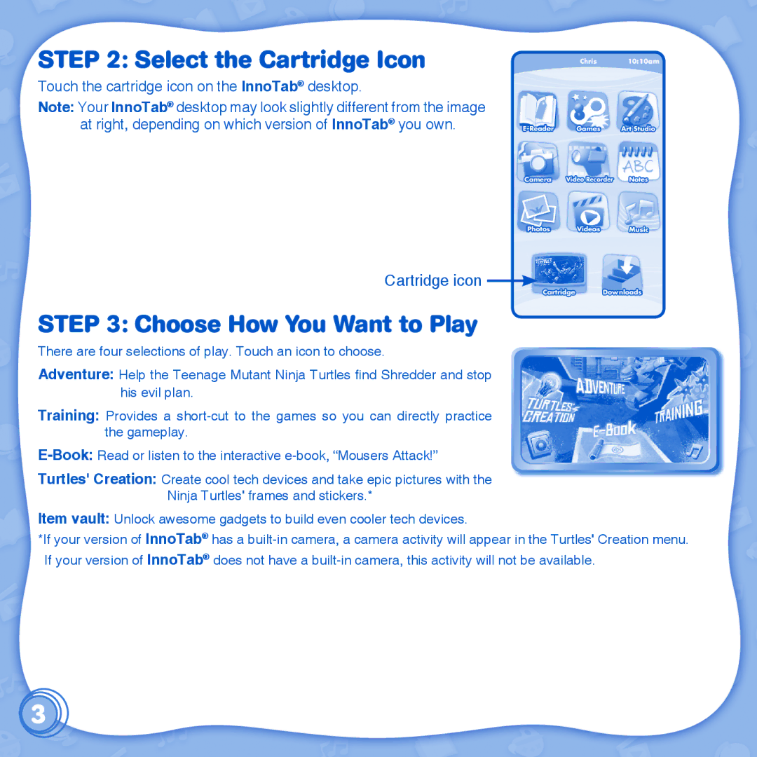 VTech 1 InnoTab user manual Select the Cartridge Icon, Choose How You Want to Play 