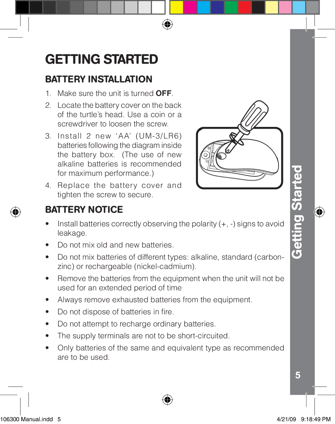 VTech 106300 user manual Getting Started 