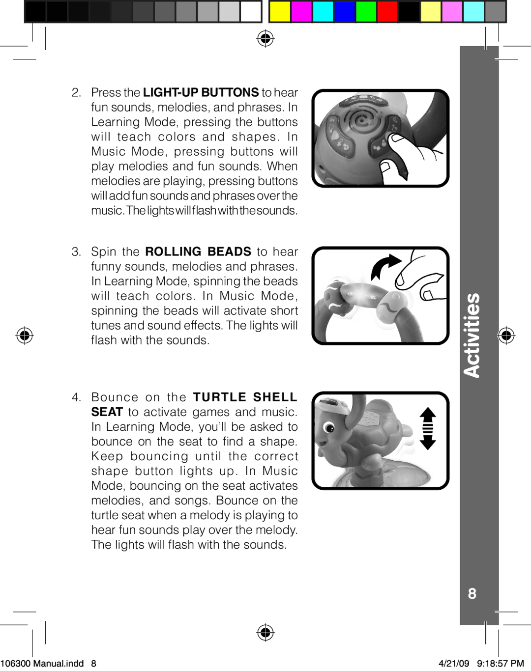 VTech 106300 user manual Activities 