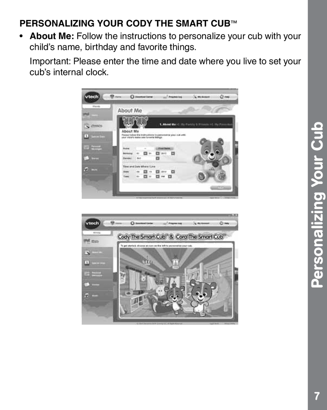 VTech 1472 user manual Personalizing Your Cub, Personalizing Your Cody the Smart CUB 