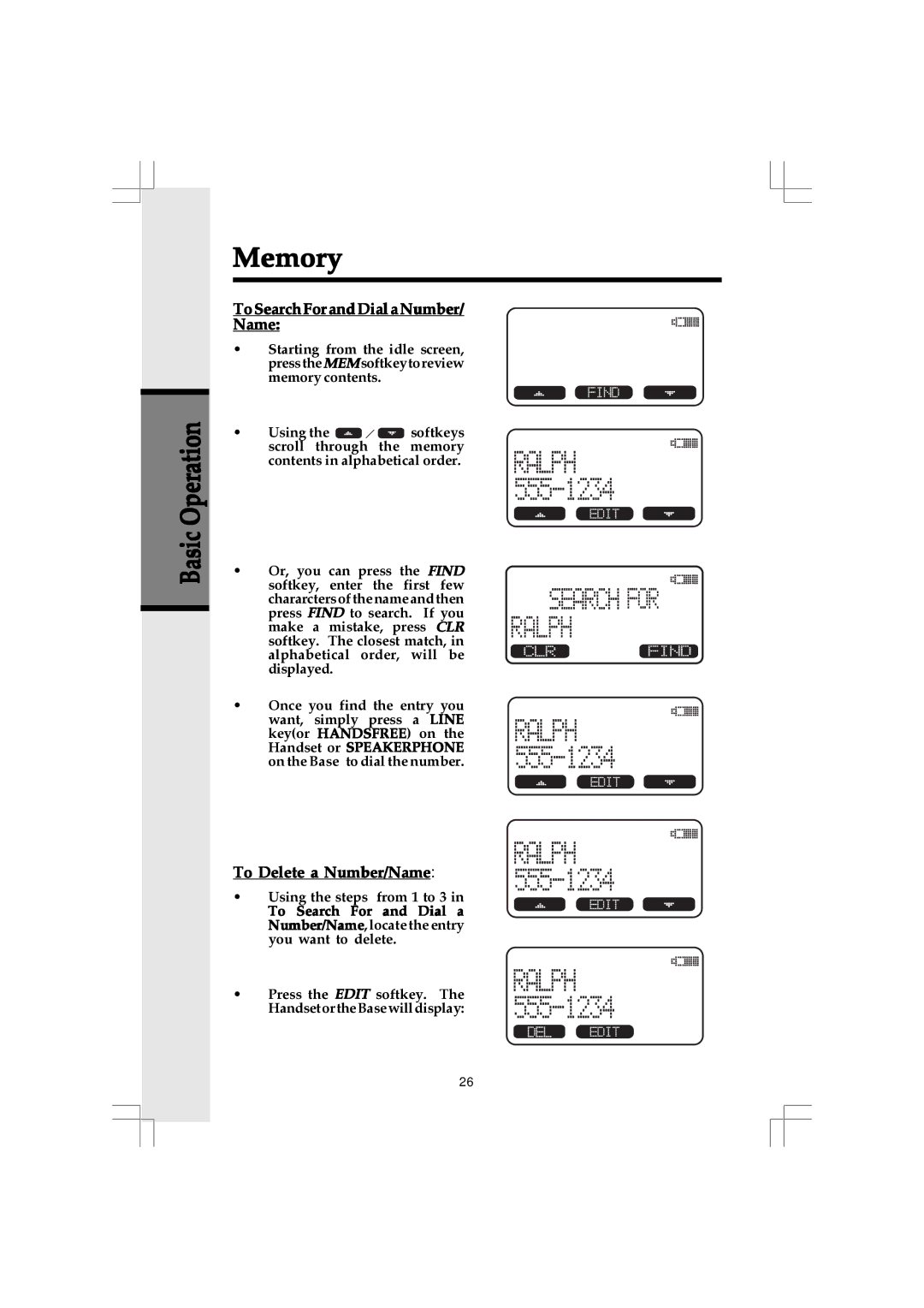 VTech 20-2432 owner manual ToSearchForandDialaNumber Name, To Delete a Number/Name 