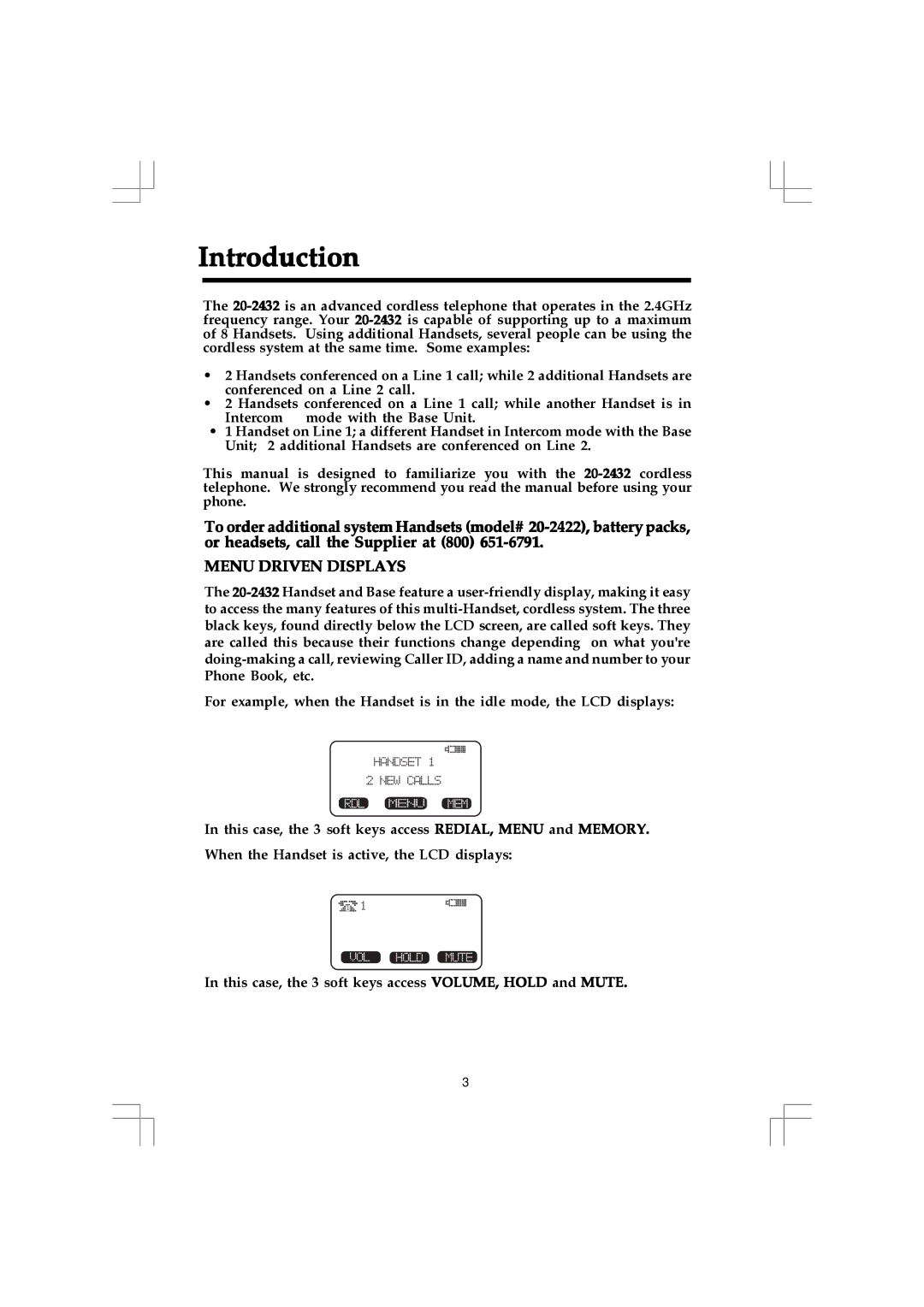 VTech 20-2432 owner manual Introduction, Menu Driven Displays 