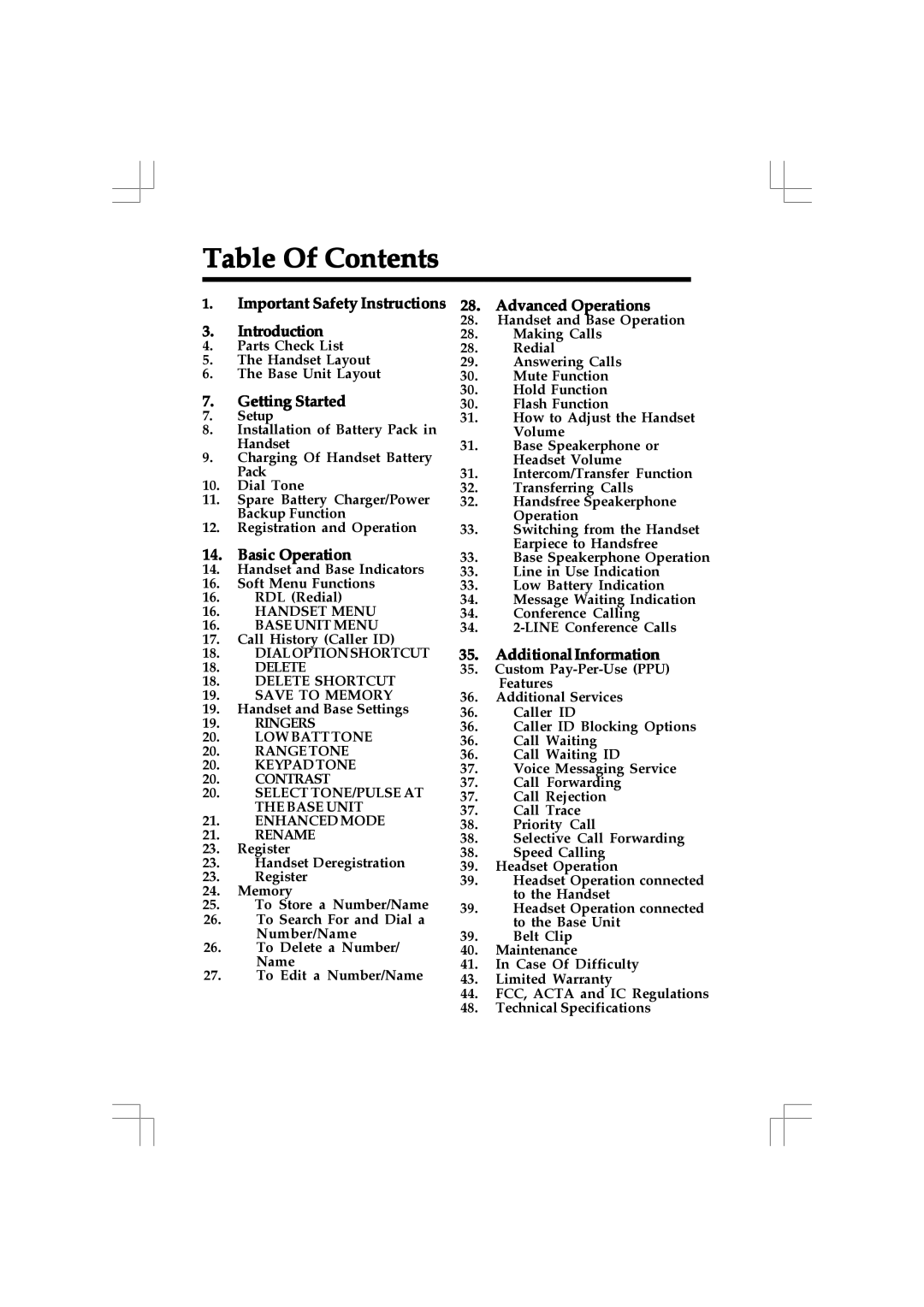 VTech 20-2432 owner manual Table Of Contents 