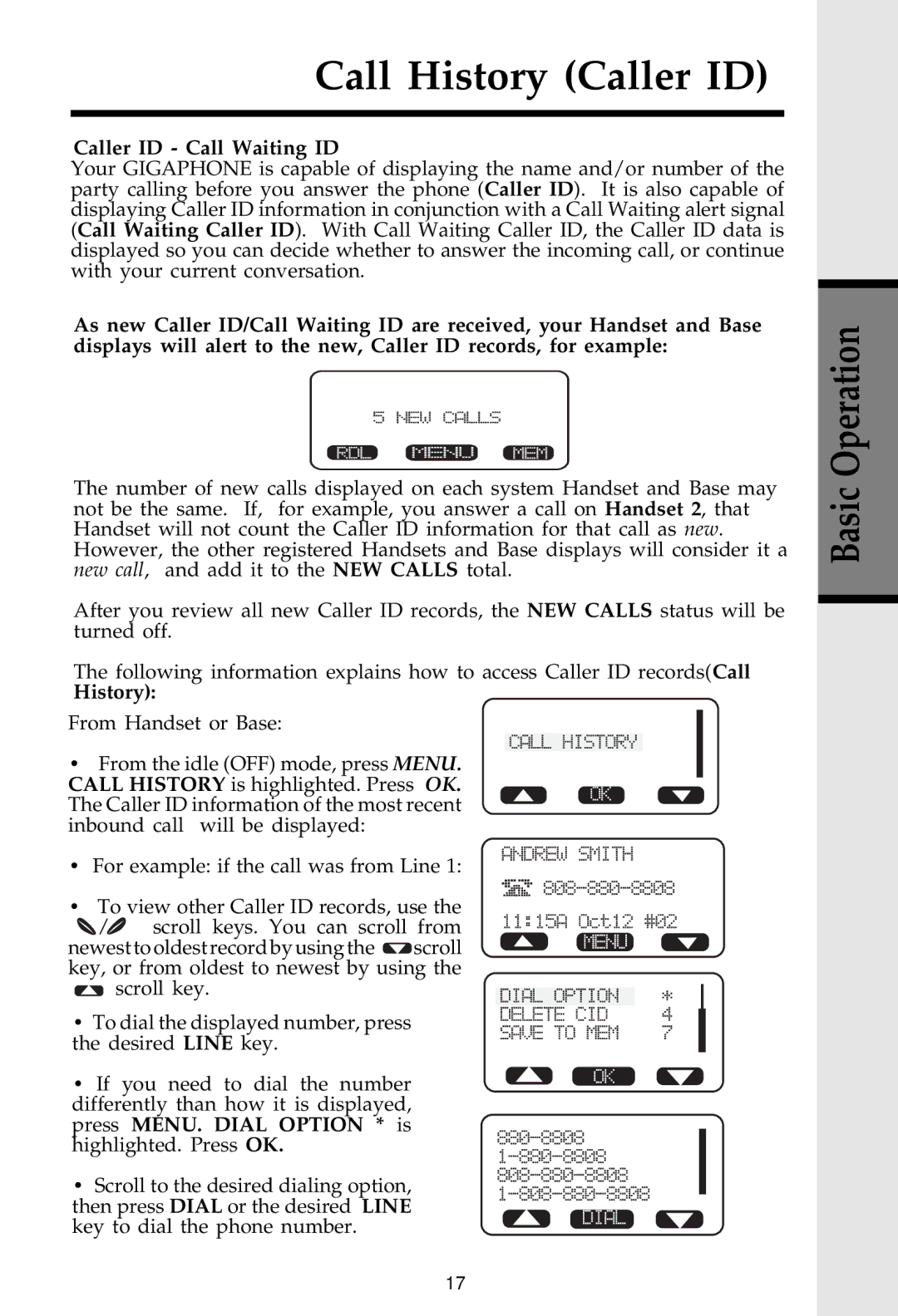 VTech 20-2481 important safety instructions Call History Caller ID, Caller ID Call Waiting ID 