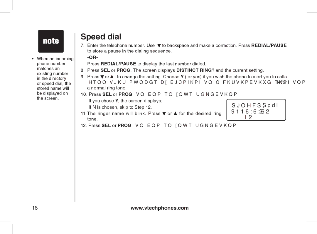 VTech 2338 user manual When an incoming 