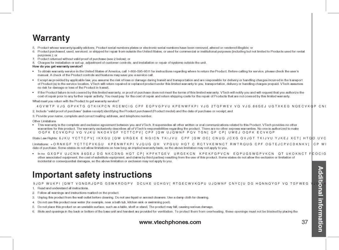 VTech 2338 user manual Important safety instructions, How do you get warranty service? 