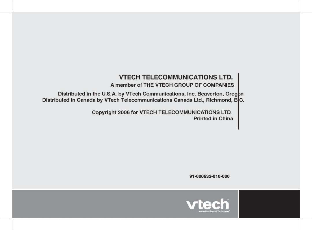 VTech 2338 user manual Member of the Vtech Group of Companies 