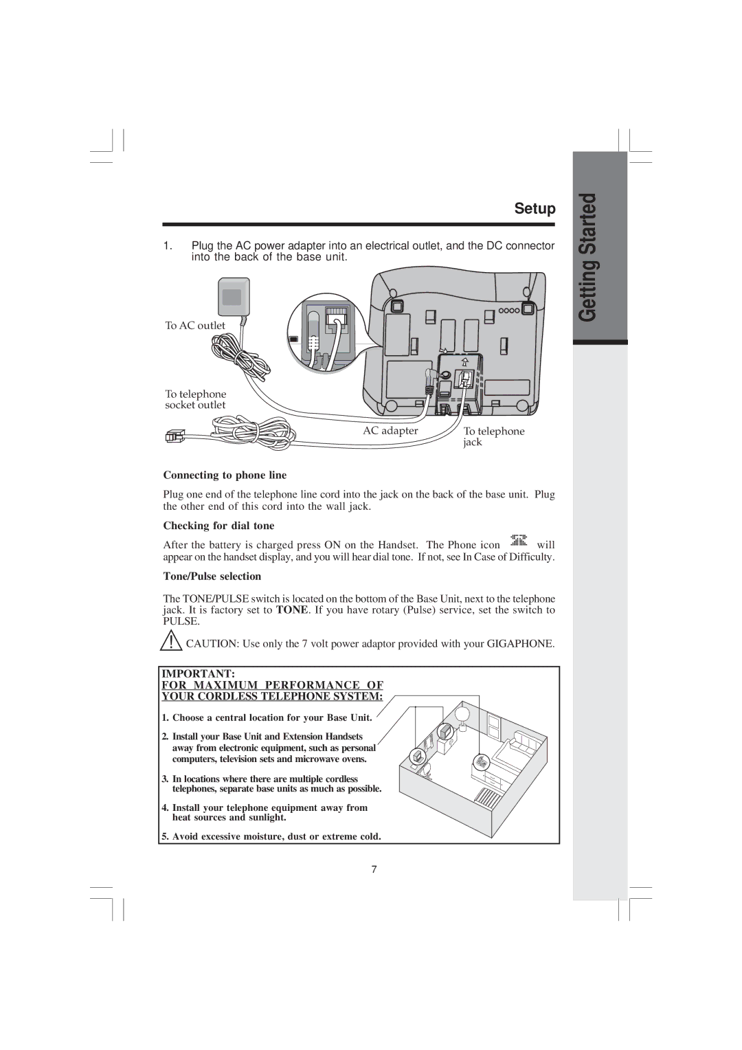 VTech 2420 important safety instructions Setup, Connecting to phone line 